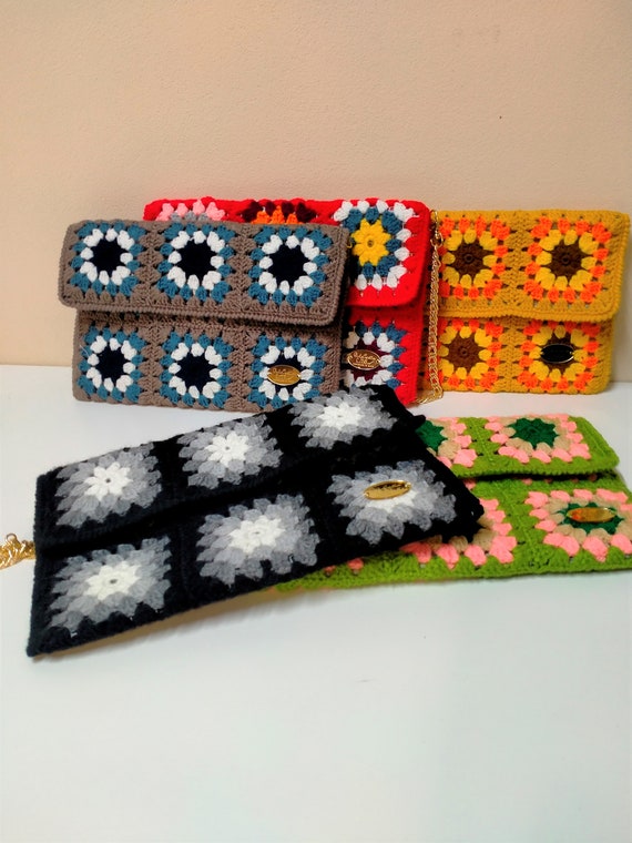 Granny Square Clutch Granny Square Crochet Purse | Etsy Australia