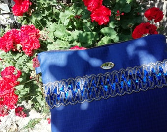 blue clutch, crossbody purse, glitter purse