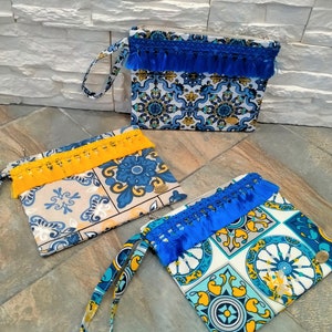 majolica bag, sicilian majolica, sicily pouch, sicilian clutch