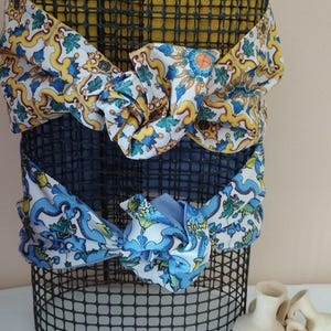 majolica, sicilian headband, silk headband, sicilian gifts