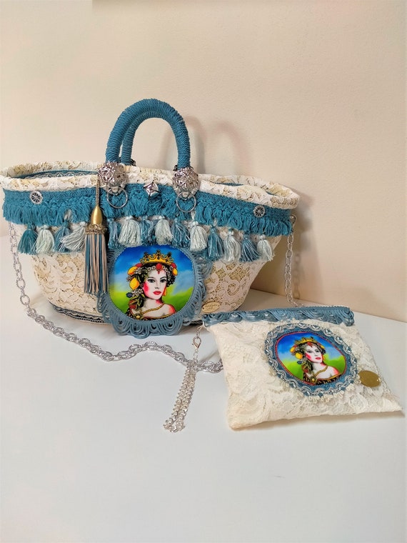 Sicilian Coffa Straw Bag Sicilian Gift Etsy UK