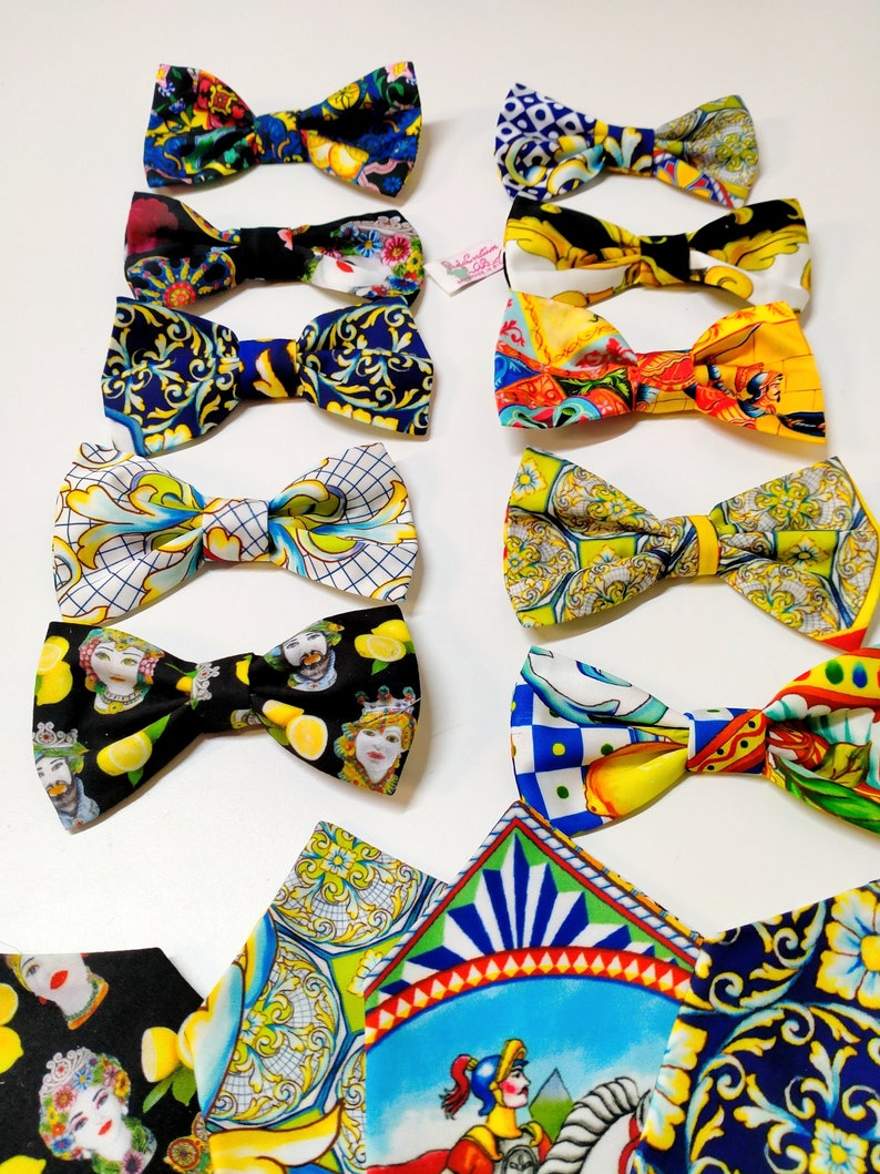 sicily gift, sicilian bow tie, bow ties for men, toddler bow tie, majolica bow tie image 1