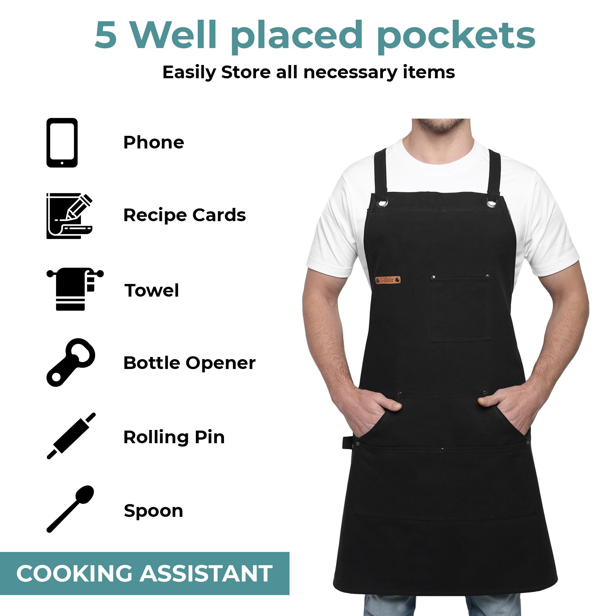 Professional Full Length 100% Cotton Bib Apron Cooks Bakers Chefs Kitchen Pinny 