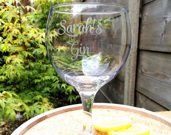 Hand Etched Gin Glass - Any Name