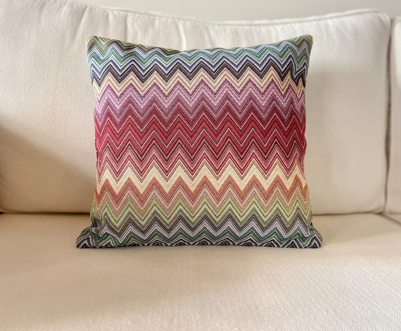 Decorative cushion, 40 x 40 cm 100% made in Italy handmade pillow cover Chevron image 1