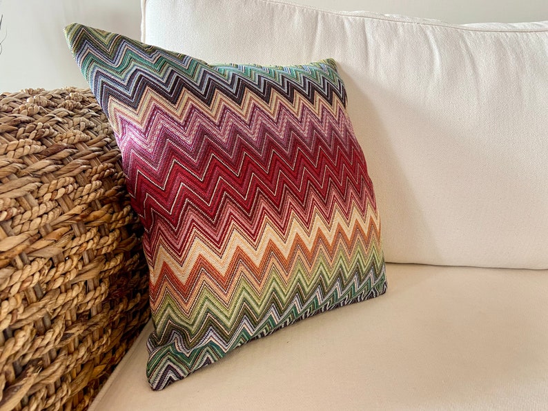 Decorative cushion, 40 x 40 cm 100% made in Italy handmade pillow cover Chevron image 2