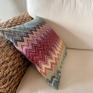 Decorative cushion, 40 x 40 cm 100% made in Italy handmade pillow cover Chevron image 3