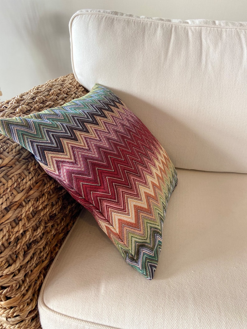 Decorative cushion, 40 x 40 cm 100% made in Italy handmade pillow cover Chevron image 3