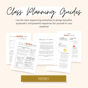 May include: A set of printable class planning guides for yoga teachers. The guides include instructions on how to use the worksheets, how to create your own sequence, and how to cool down after class. The guides are free and available for download.