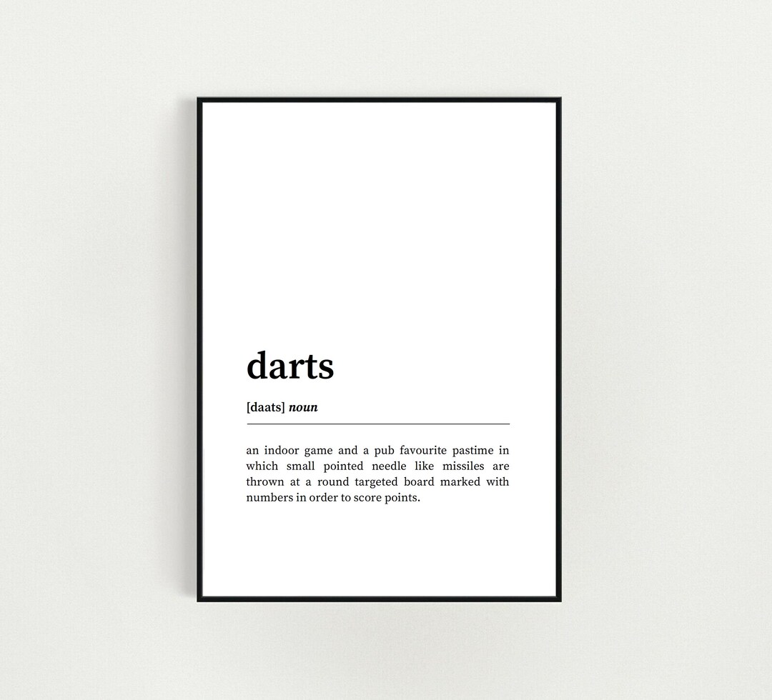 Darts Definition Print Black and White Dictionary Style Poster Etsy UK