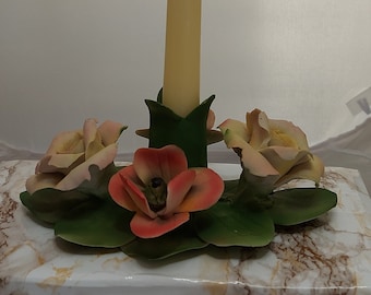 Vintage Cesar Capodimonte Floral Candleholder Centrepiece by Savastano