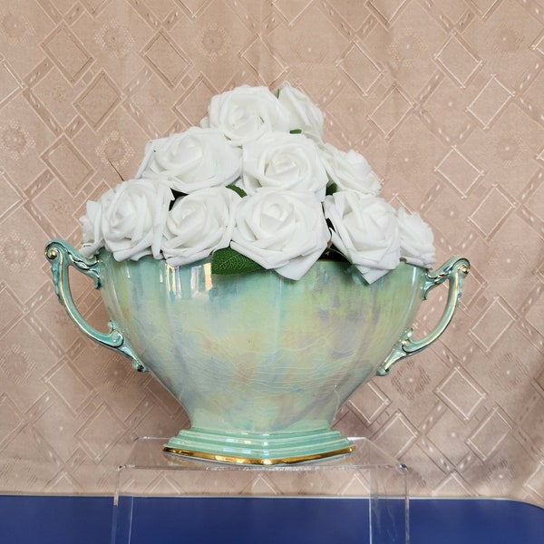 Royal Winton Green Lustre Window / Mantle Vase by Grimwades Roses Included!