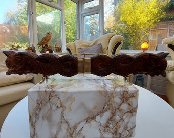 Vintage Hand Carved Oriental Dragon Design Carving Set Fork and Knife