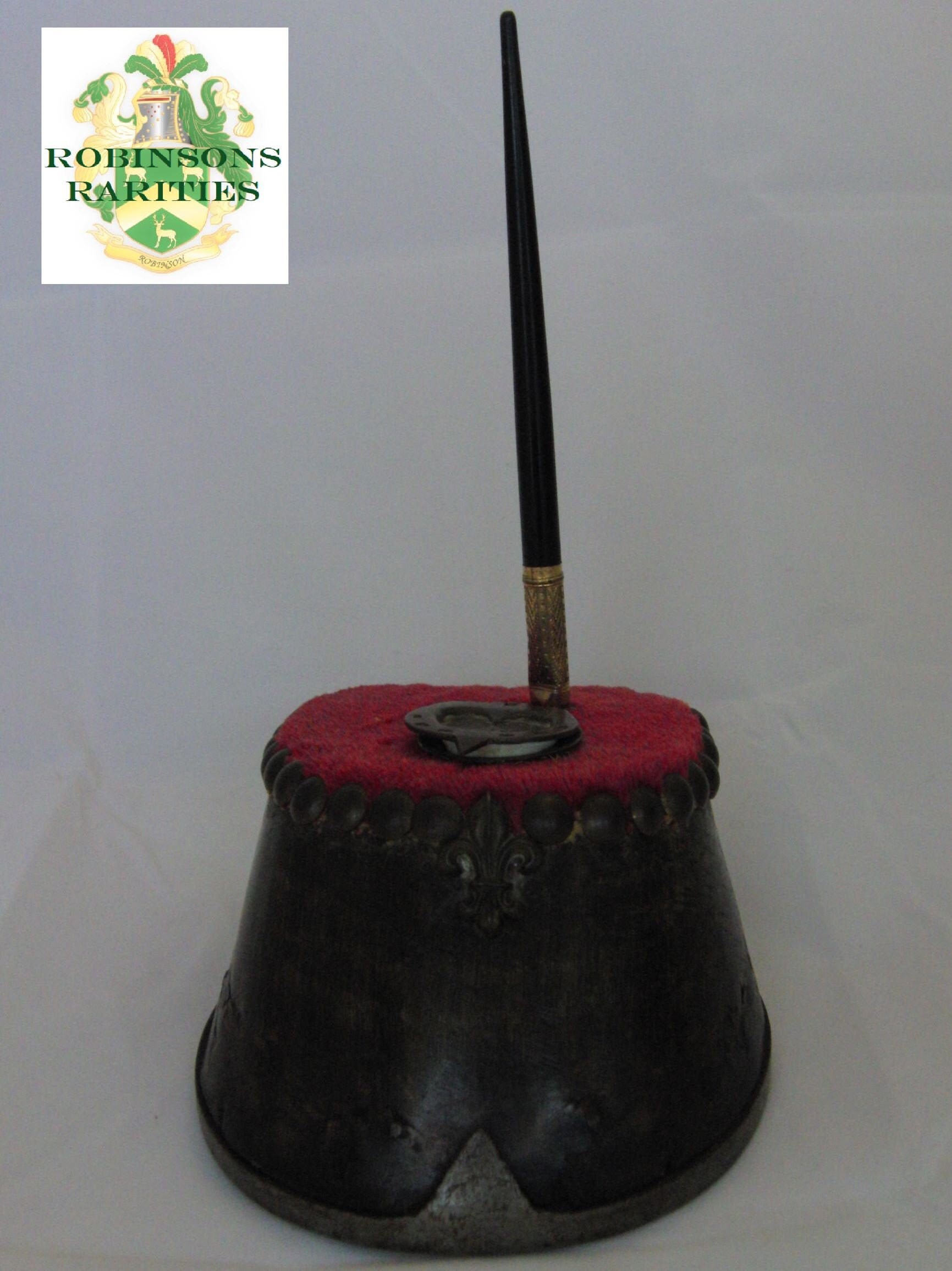 Antique Taxidermy Horse Hoof With Horseshoe Inkwell & William Hicks Dip