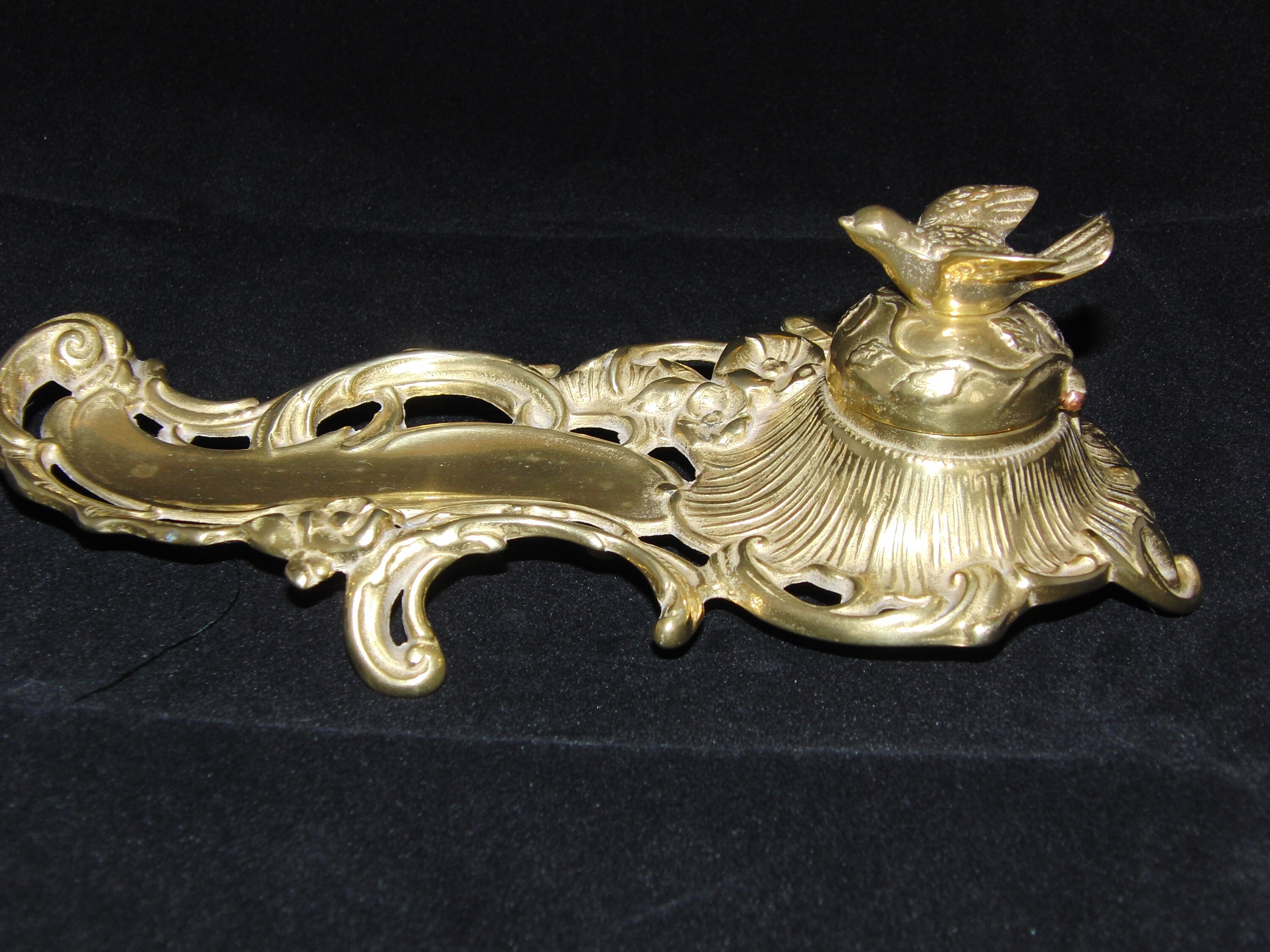 Antique Art Nouveau Brass Inkwell with Pen Tray & Dip Pen Etsy