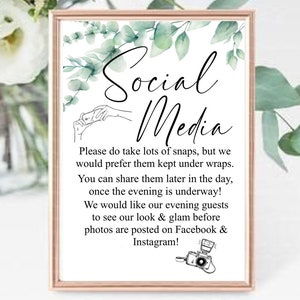 Unplugged Ceremony Wedding Sign: No Social Media (Digital Download)