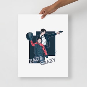 Bad and Crazy K-Drama Illustration Art Poster_White BG
