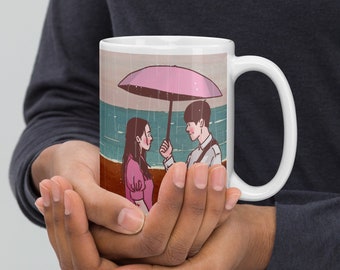 Hometown Cha Cha Chan K-Drama Illustration Art Ceramic mug_Rainy Beach