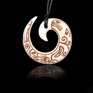 Maori Koru Engraved Bone Pendant