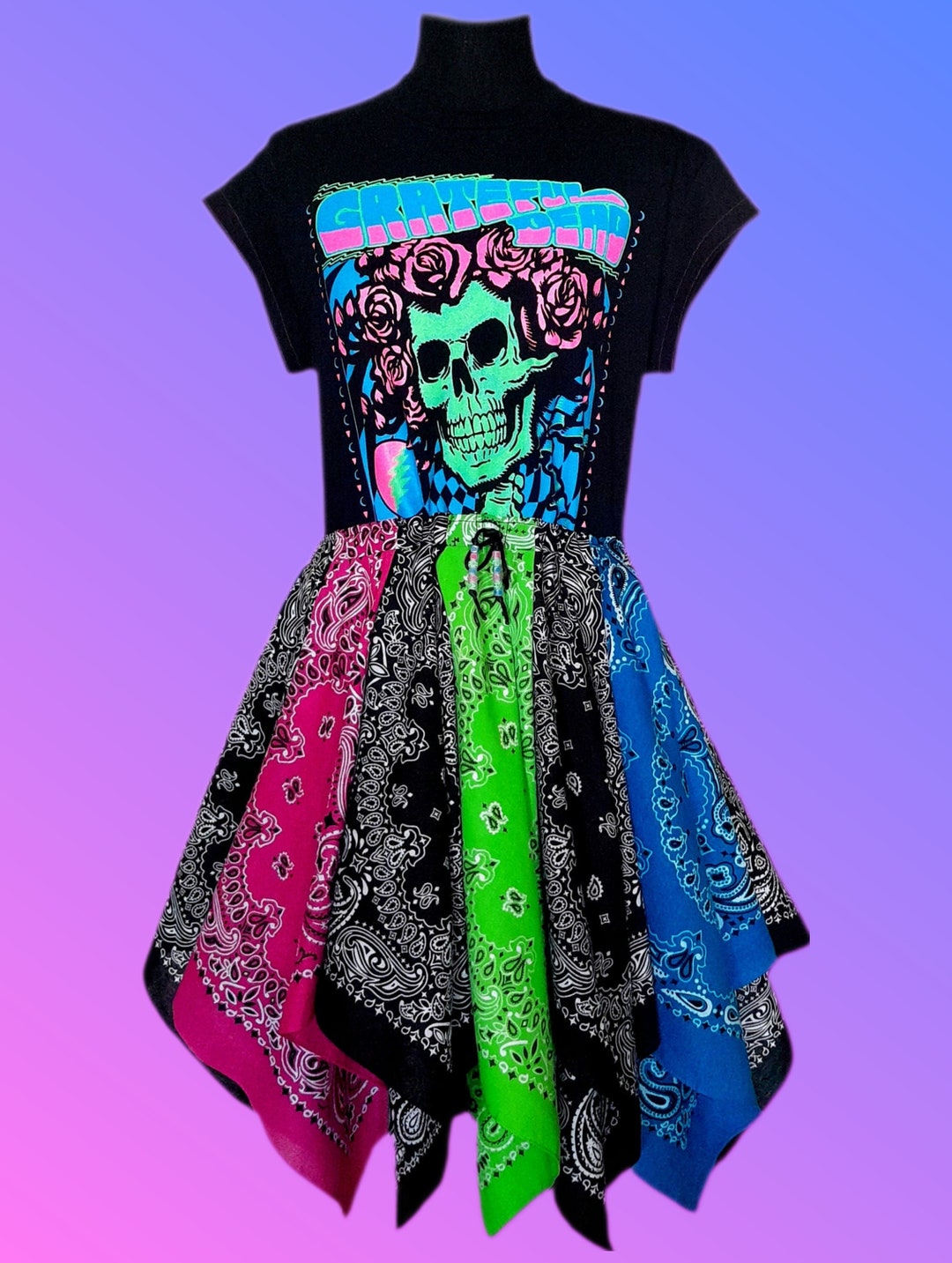 T-shirt Grateful Dead Bertha Blacklight - Fluorescent Sous UV, Coton, Tailles S à 4XL