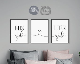 His Side Her Side Poster, Bedroom Print, Bedroom Decor, Bedroom Poster, Wall Art, Wall Poster, Wall Decor, Bedroom Print, Wedding Gift