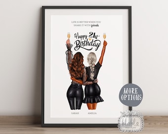 21st Birthday Gift, Friend Gift, Friend Birthday Gift, Best Friend Gift, Friend Gift, Friend Wall Art, Birthday Gift, Personalised Gift