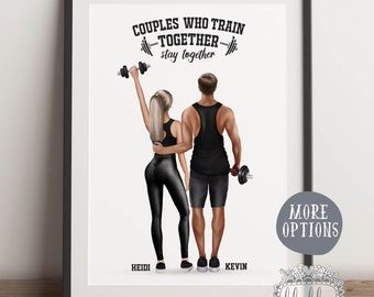 Personalized Gym Couple Print, Workout Gift