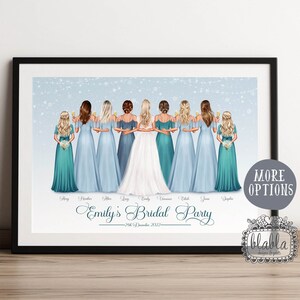 Winter Wedding Personalised Bridal Party Print, Gift for Bride, Flower Girl Gift Bridesmaid Gift, Hen Party Gift, Wedding Gift
