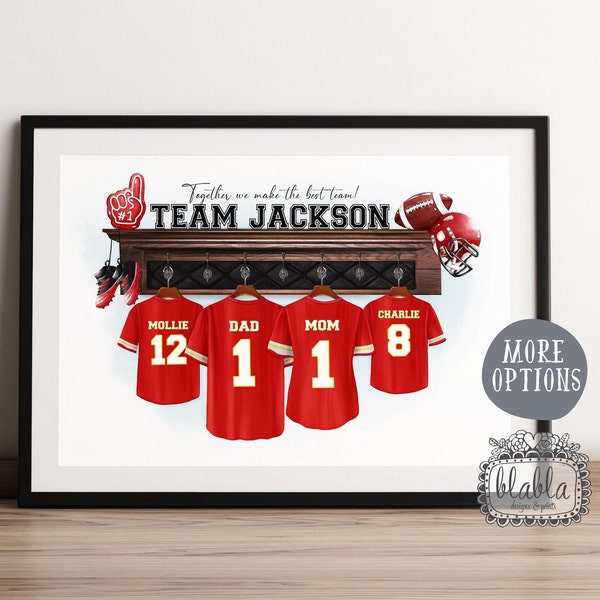 Family American Football Print, Personalised Football Family, Gift for Daddy, Father's Day Gift, Our Family, Football Family, Christmas Gift