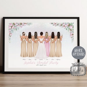 Bridal Party Personalised Gift, Gift for Bride, Maid of Honour Gift, Wedding Peonies, Hen Party Gift, Wedding Gift