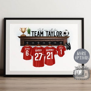 Family Football Print, Personalised Family, Gift for Daddy, Father&#39;s Day Gift, Our Family, Football Family Print, Family Christmas Gift