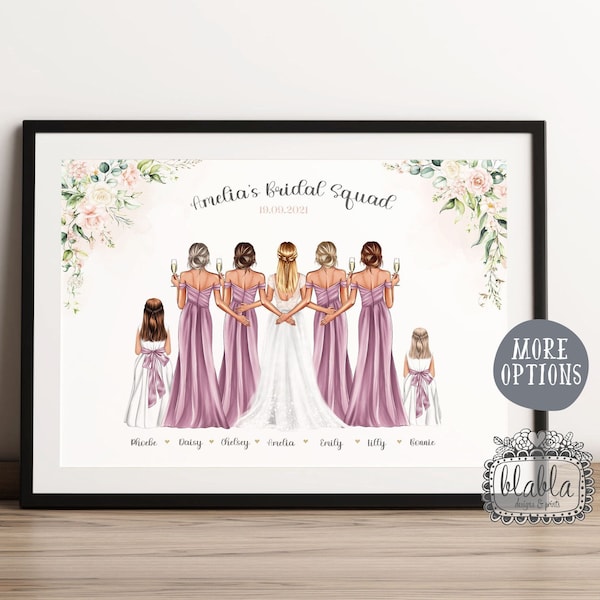 Bride Squad Print, Bride Gift, Flower Girl, Wedding Gift, Gift for Bride, Bridesmaid Gift, Bridesmaid Proposal, Wedding Print, Wedding Gift