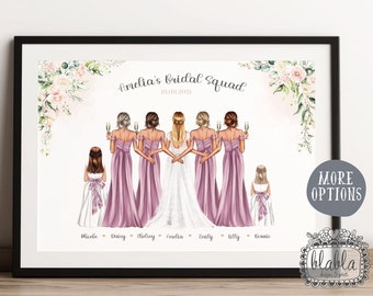 Bride Squad Print, Bride Gift, Flower Girl, Wedding Gift, Gift for Bride, Bridesmaid Gift, Bridesmaid Proposal, Wedding Print, Wedding Gift