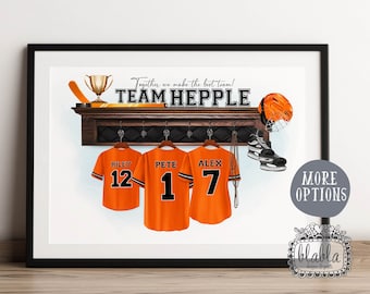 Spersonalizowany nadruk Hockey Family Print, Spersonalizowany prezent dla fanów hokeja, Prezent dla taty, Prezent na Dzień Ojca, Nasza rodzina, Nadruk Hockey Print, Prezent świąteczny