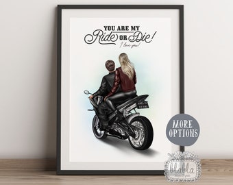 Personalisiertes Paar Poster Biker, Geschenk für Biker, Valentinstag Geschenk, Geschenk für Biker Freund, Geschenk für Freundin, Mann & Frau Druck