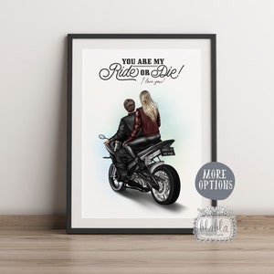 Personalisiertes Paar Poster Biker, Geschenk für Biker, Valentinstag Geschenk, Geschenk für Biker Freund, Geschenk für Freundin, Mann & Frau Druck
