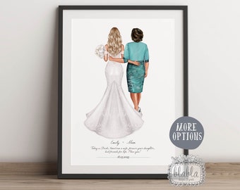 Personalised Mother of the Bride Gift, Custom Bride and Mother Portrait Art, Mother of the Bride Custom, Custom Wedding, Wedding Gift