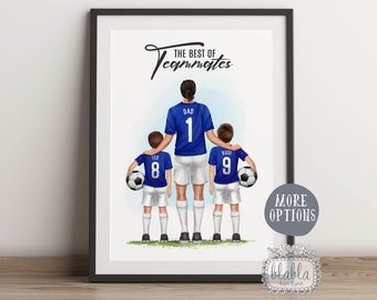 Football Personalised Gift for Dad, Personalised Football Father's Day Poster, Father's Day Gift, Personalised Gifts for Dad, Dad and Kids