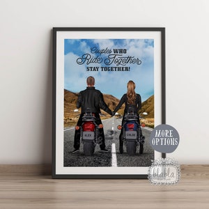 Biker Paar Print, Geschenk für Biker, Chopper Motorrad Geschenk, Valentinstag Geschenk, Geschenk für Chopper Rider, Mann & Frau Print