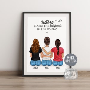 Custom Sisters Print, Gift for Sister, Siblings Print, Personalised Friends Print, Sisters Personalised Gift, Mothers Day Gift, Our Family
