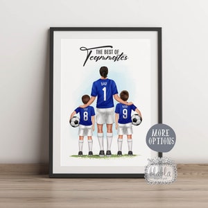 Football Personalised Gift for Dad, Personalised Football Father&#39;s Day Poster, Father&#39;s Day Gift, Personalised Gifts for Dad, Dad and Kids