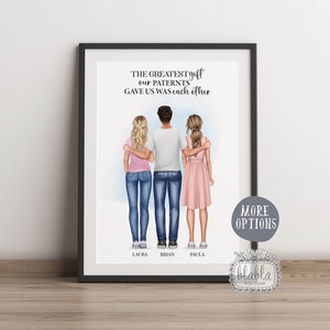 Birthday Gift for Brother, Custom Siblings, Gift for Sister, Family personalised Gift, Siblings Portrait, Our Family Print,