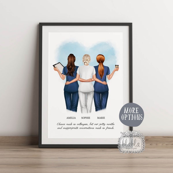 Nurses Best Friends Personalised Gift, Nurse Gift, NHS Best Friend Poster, Personalised Nurse Print, Nurse Birthday Gift, Best Friends Gift