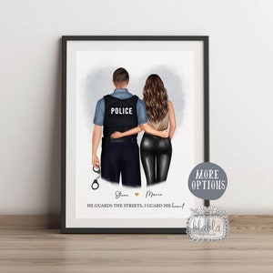 Póster personalizado del policía, regalo para el marido, regalo del día de San Valentín, regalo para el novio del policía, impresión del marido y de la esposa