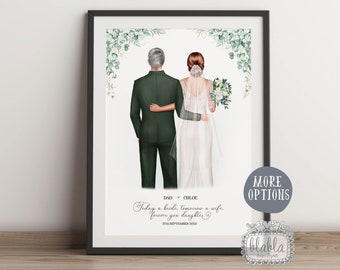 Regalo para el padre de la novia, regalo personalizado para el padre de la novia, regalo de boda, dibujo personalizado, regalo para papá, regalo para la novia y los padres.