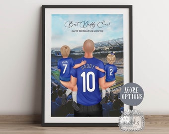 Custom Football Dad Print, Personalised Football Print, Dad gift from Kids, Father Daughter Gift, Father Son Gift, Grandad, Step Dad Gift