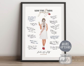 Hen Party Guest Book, Hen Weekend Gift, Personalised Kiss The Miss Goodbye, Hen Party Gift, Bride to be Personalised Gift, Wedding Gift
