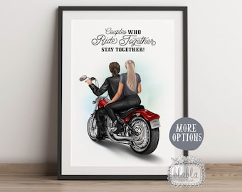 Personalisiertes Paar Poster Biker, Geschenk für Classic Biker, Valentinstag Geschenk, Geschenk für Biker Freund, Geschenk für Freundin, Cruiser Bike