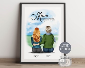 Mother and Daughter Print, Gift for Mum, Gift for Mother, Personalised Mothers Day Gift, Personalised Gift, Gift for Mom, Family Print