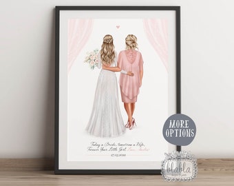 Personalised Mother of the Bride Gift, Custom Bride and Mother Portrait Art, Mother of the Bride Custom, Custom Bridal Drawing, Wedding Gift